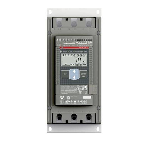 Elektrische Steuerungstafel mit der Anzeige '7,0 A', ausgestattet mit Navigations- und Steuerungstasten, in einem vertikalen Gehäuse montiert.