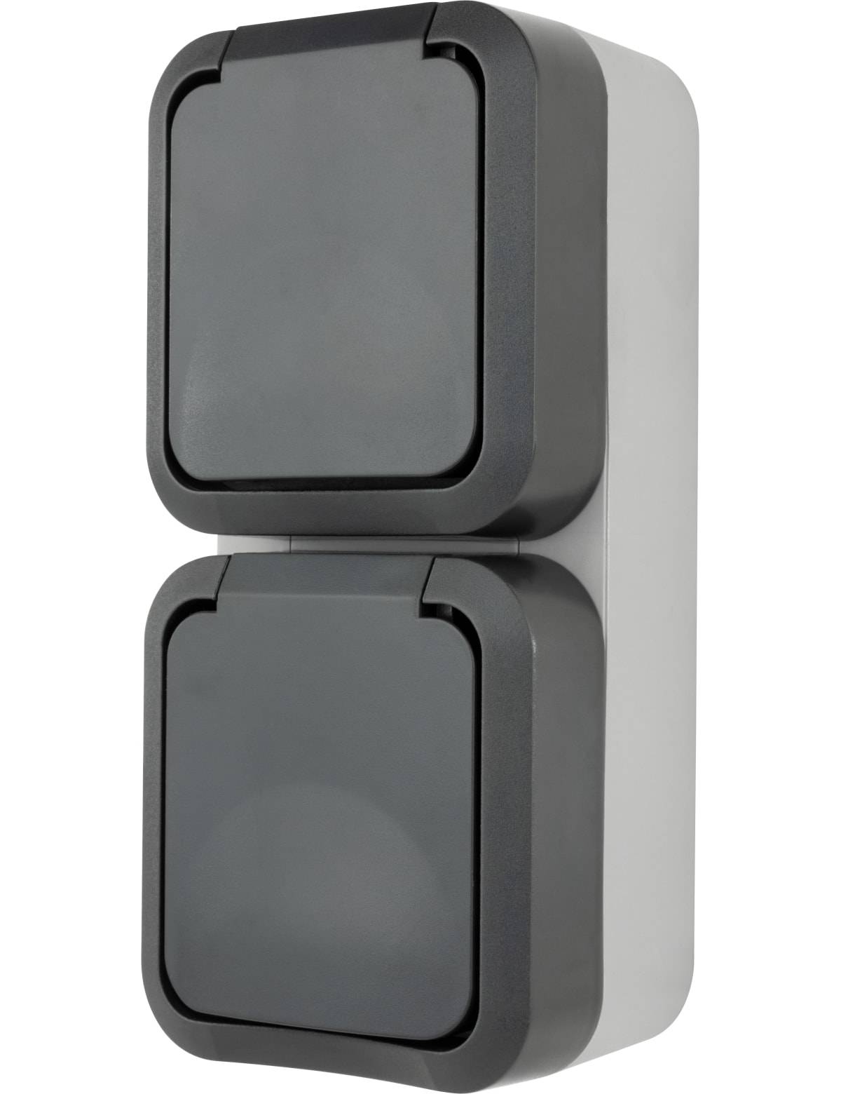 REV Feuchtraum-Steckdose, 2-fach, AquaStorm, AP, grau, senkrecht