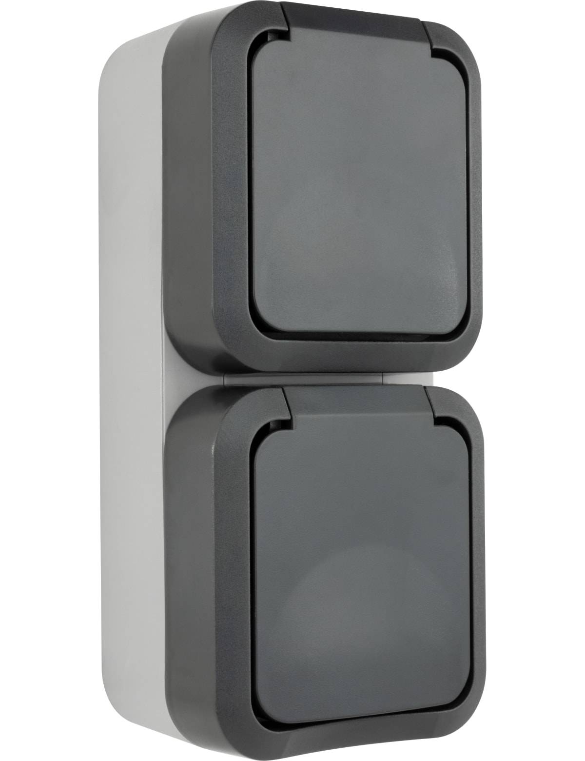 REV Feuchtraum-Steckdose, 2-fach, AquaStorm, AP, grau, senkrecht