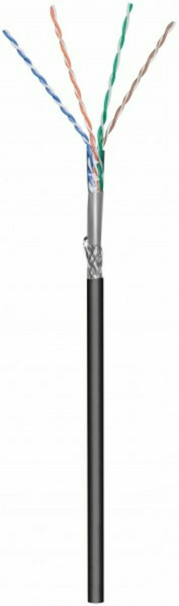 Danicom - CAT6 Outdoor Netzwerkkabel, S/FTP, AWG 23/1 (Starrleiter), 305 Meter, Schwarz, CCA