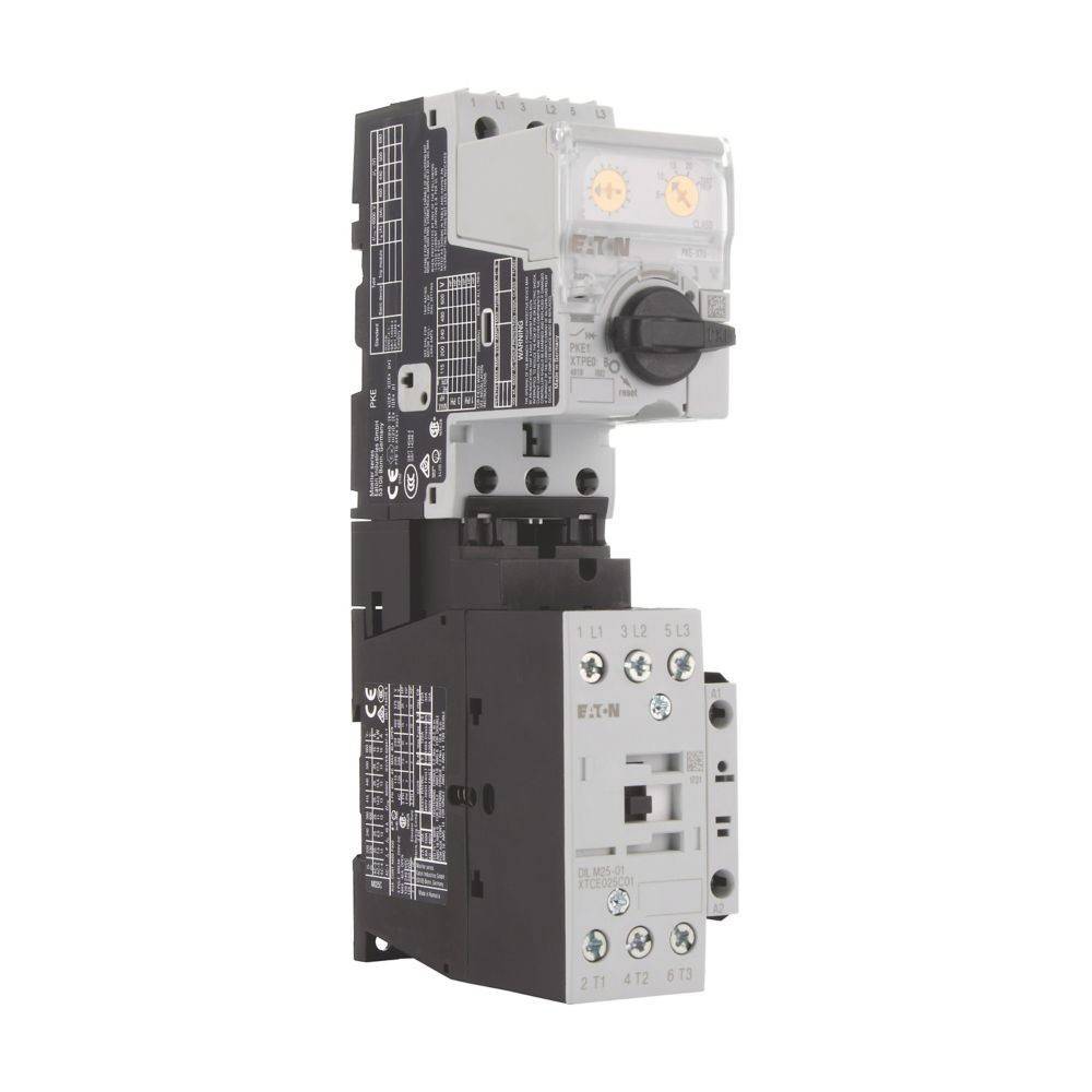 Ein Motorschutzschalter mit Schalter und detaillierter Beschriftung, der zum Schutz von Elektromotoren vor Überlastung und Kurzschlüssen verwendet wird.