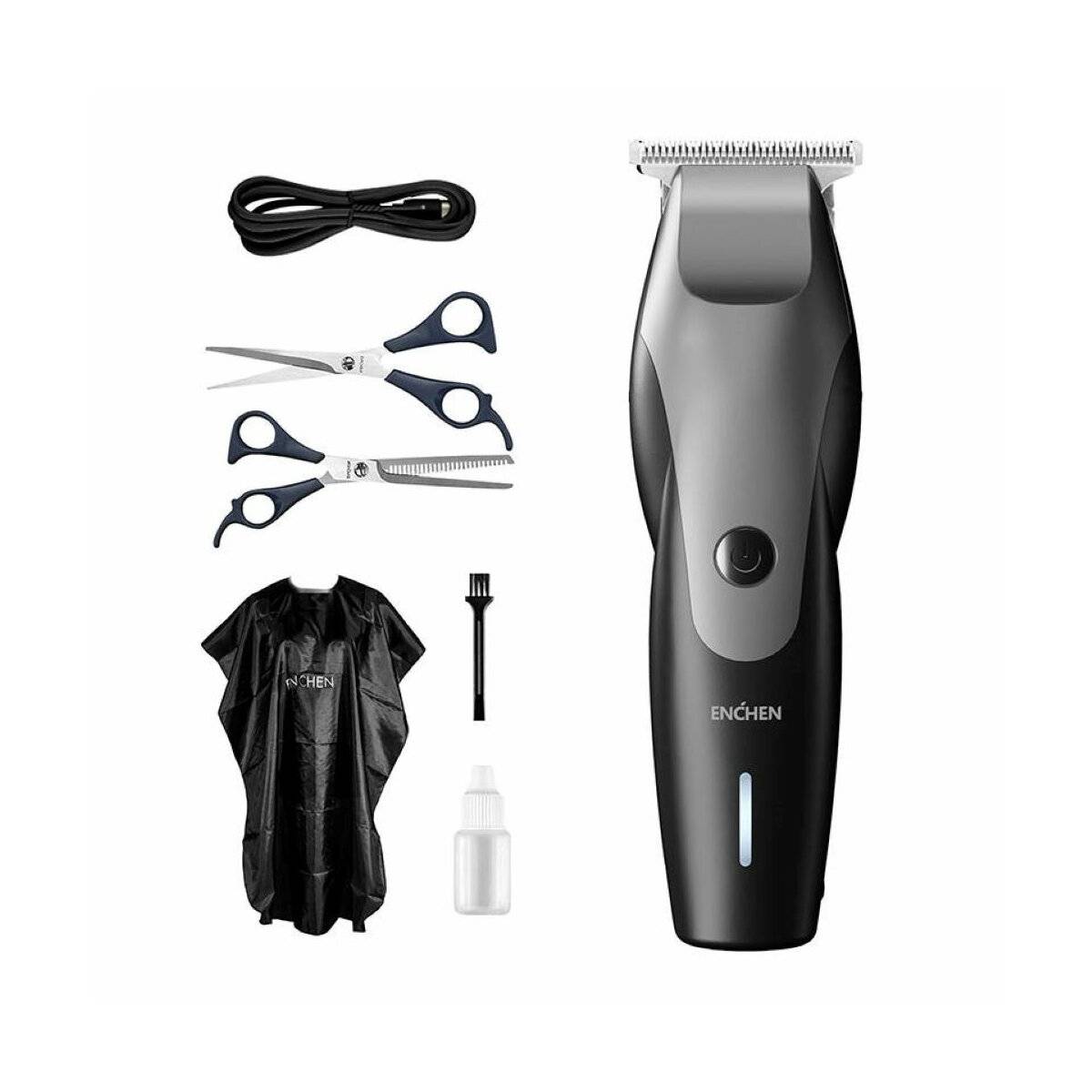 Haarschneidemaschine Set mit 3 austauschbaren Kammaufsätzen und Kabel - Kabelungebundener Haarschneider Schwarz