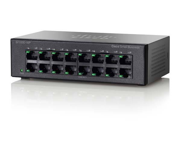 Cisco Small Business SF 100D-16P - Switch - unmanaged - 8 x 10/100 (PoE)