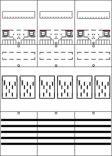 Ein schematischer Grundriss mit unterschiedlichen Bereichen, die Räume, Wege, Türen und Pfeile zeigen, welche die Bewegung innerhalb des Raums andeuten.