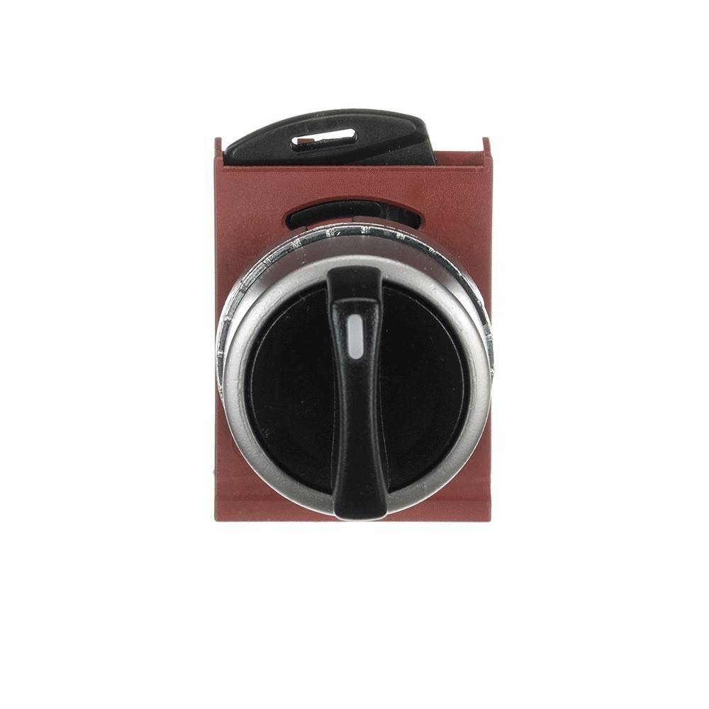 Eine Nahaufnahme eines schwarzen und silbernen Backofenreglerdrehknopfs auf einer roten Bedienblende, der Temperatureinstellungen für präzise Kocheinstellungen anzeigt.