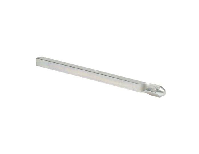 Ein Stahlmeißel mit sechskantigem Schaft und abgeschrägter Schneidkante, der üblicherweise zum Formen oder Schneiden von Metall- oder Mauerwerksoberflächen verwendet wird.