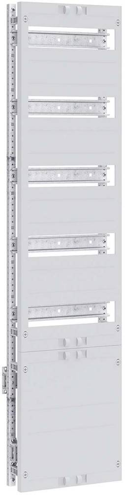 Ein weißes durchlöchertes MontagePanel mit horizontalen Schlitzen und Metallhalterungen, entwickelt zum Organisieren und Sichern von Kabeln oder Komponenten.