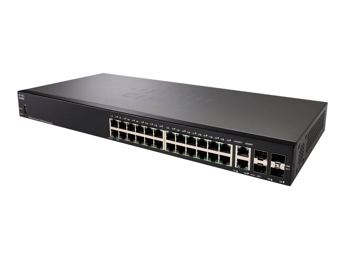 Cisco 250 Series SF250-24 - Switch - Smart - 24 x 10/100 + 2 x Combo Gigabit Ethernet/Gigabit SFP + 2 x Gigabit SFP