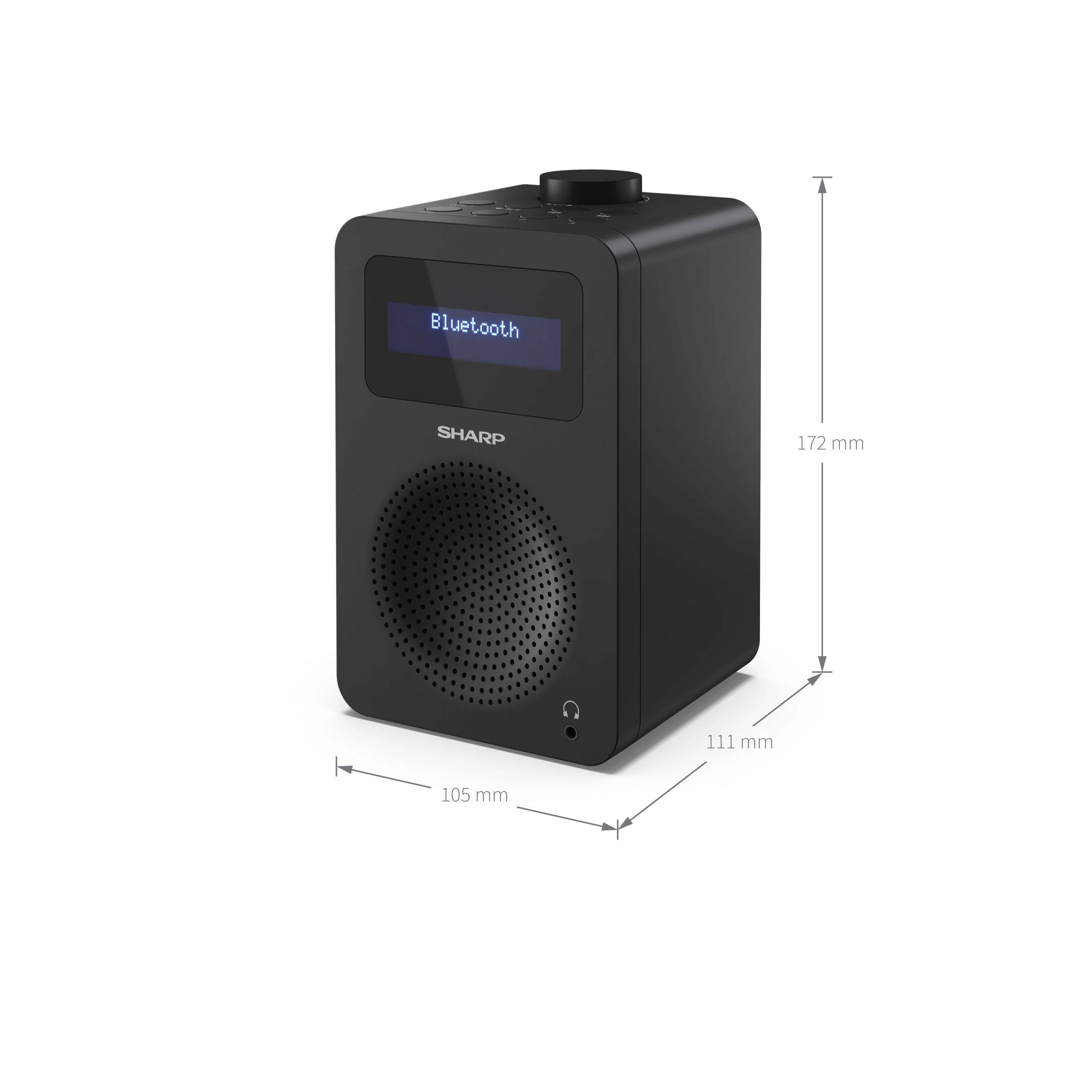 SHARP DR-430BK – Digitalradio mit DAB+/FM & Bluetooth – 20 Senderspeicher, 5-Watt-Lautsprecher, Kopfhöreranschluss