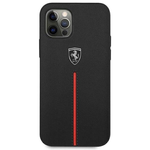 Ferrari FEOMSHCP12LBK iPhone 12 Pro Max schwarz/schwarz Hardcase Off Track Leather Nylon Stripe
