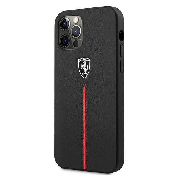 Ferrari FEOMSHCP12LBK iPhone 12 Pro Max schwarz/schwarz Hardcase Off Track Leather Nylon Stripe