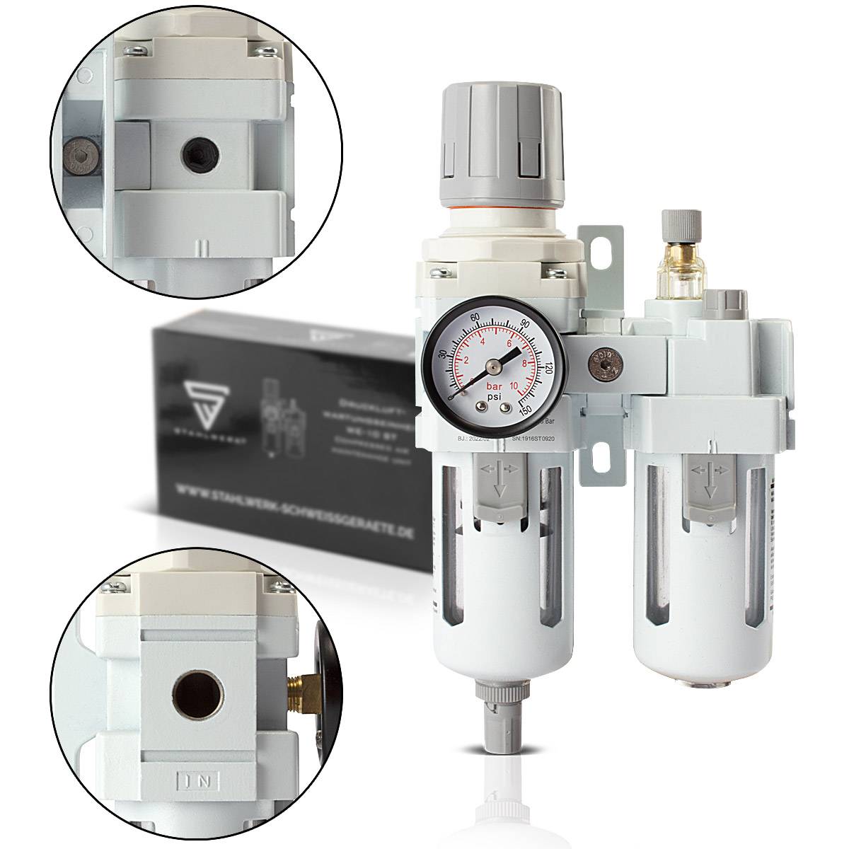 STAHLWERK Wartungseinheit Öler Wasserabscheider Druckluft 10,5 bar