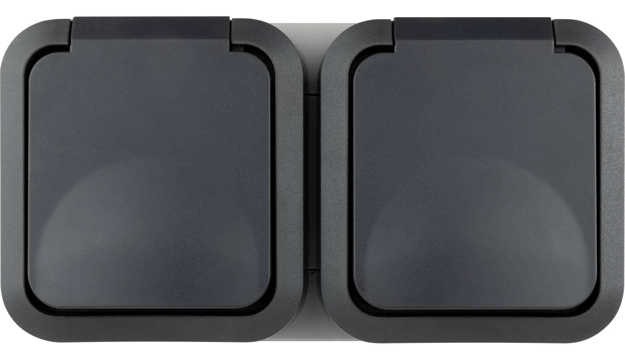 REV Feuchtraum-Steckdose, 2-fach, AquaStorm, AP, grau, waagerecht