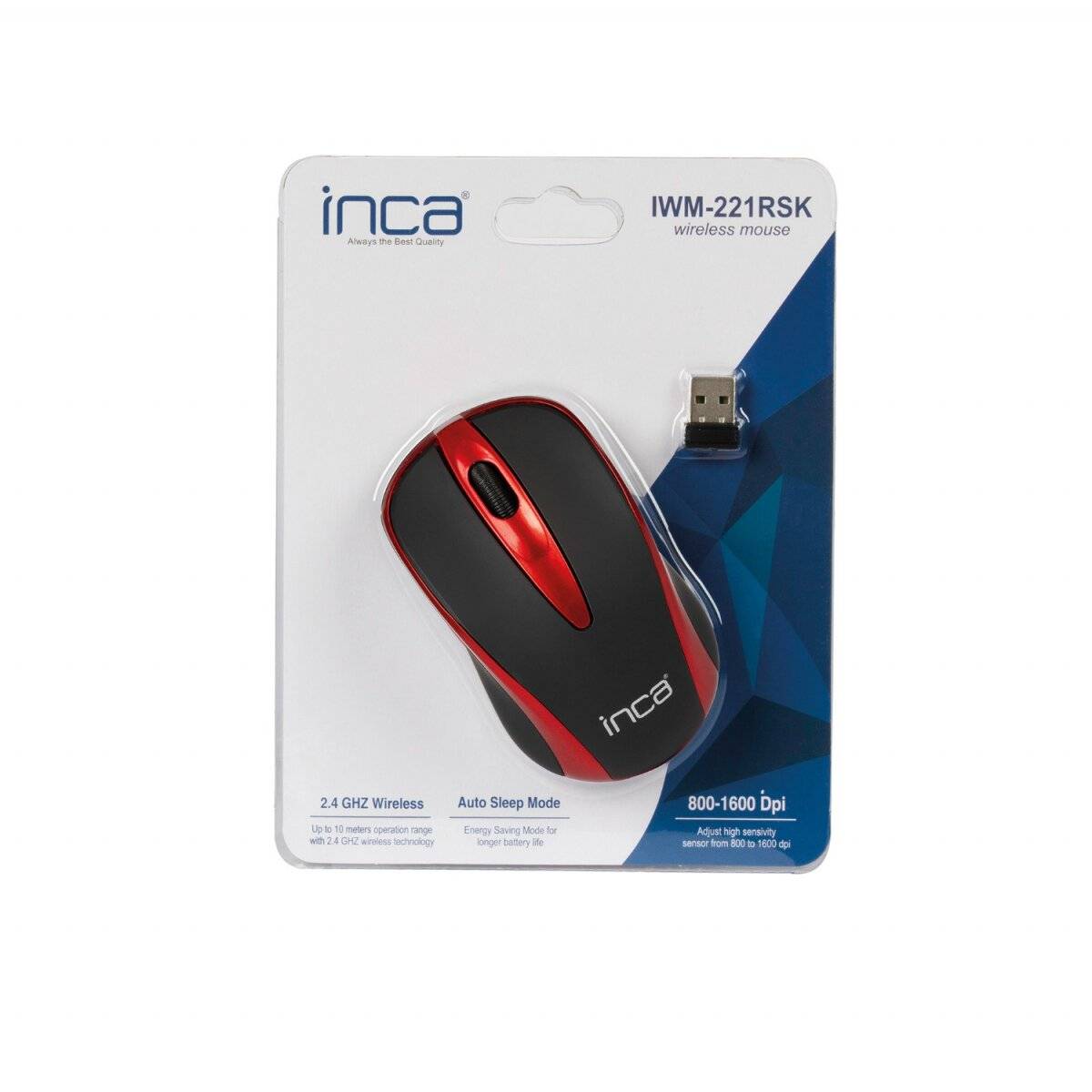 Inca IWM-221RSK Wireless Funkmaus Maus 1000 DPI Optische Auflösung Plug and Play Rot