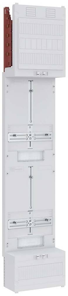 Eine weiße Wandhalterung mit verstellbaren Schlitzen und Schrauben, konzipiert für die sichere Befestigung von elektronischen Geräten oder Bildschirmen.