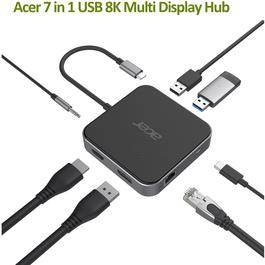 Acer 7in1 USB4 8k Multi Display Hub 1xHDMI/1xDP/2xUSB3.2/USB-C/RJ45/Audi - Lade-