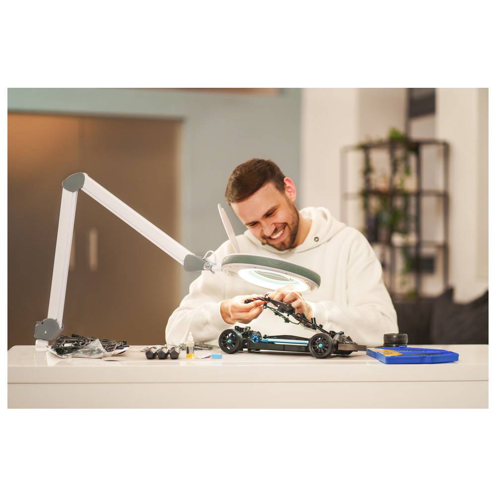 Lumeno LED Lupenleuchte 851X, Lupen-Ø 150 mm, 3 Dioptrien, grau