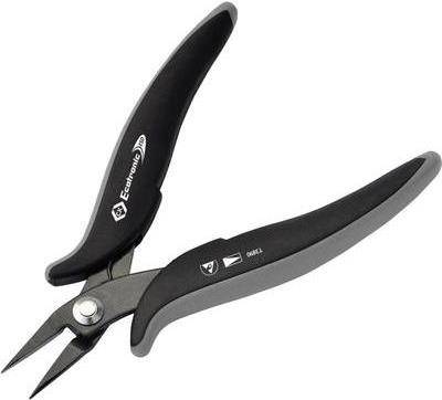 C.K ESD Spitzzange Ecotronic T3890 kurze glatte Backen, abgerundete Außenkanten, Klingen aus