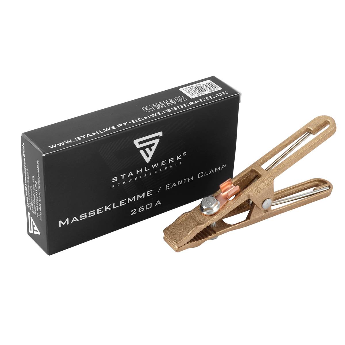 STAHLWERK 2 x Masseklemme Massezange und Erdungsklemme belastbar bis 260A