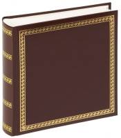Braunes Hardcover-Buch mit verziertem Goldrahmen und Rückenbändern, geschlossen auf weißem Hintergrund dargestellt.
