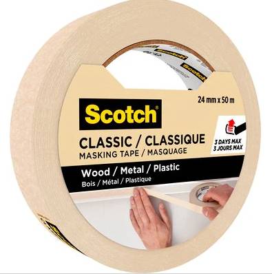 3M Classic, Maler-Abdeckband, Beige, Metall, Kunststoff, Holz, 3 Tag(e), 50 m, 24 mm