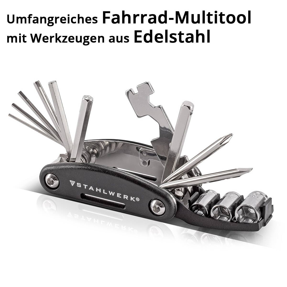 STAHLWERK Multitool Multifunktionswerkzeug faltbares Fahrrad Reparaturwerkzeug