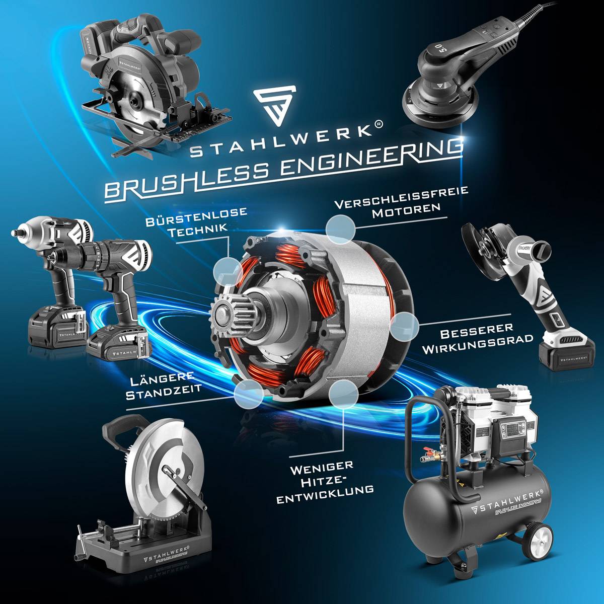 STAHLWERK Akku Bohrhammer ABH-20ST Brushless 20V/4Ah 0 - 1350 min-1 SDS-plus
