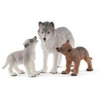 schleich WILD LIFE Wolfsmutter mit Welpen, 3 Jahr(e), Braun, Grau, Kunststoff