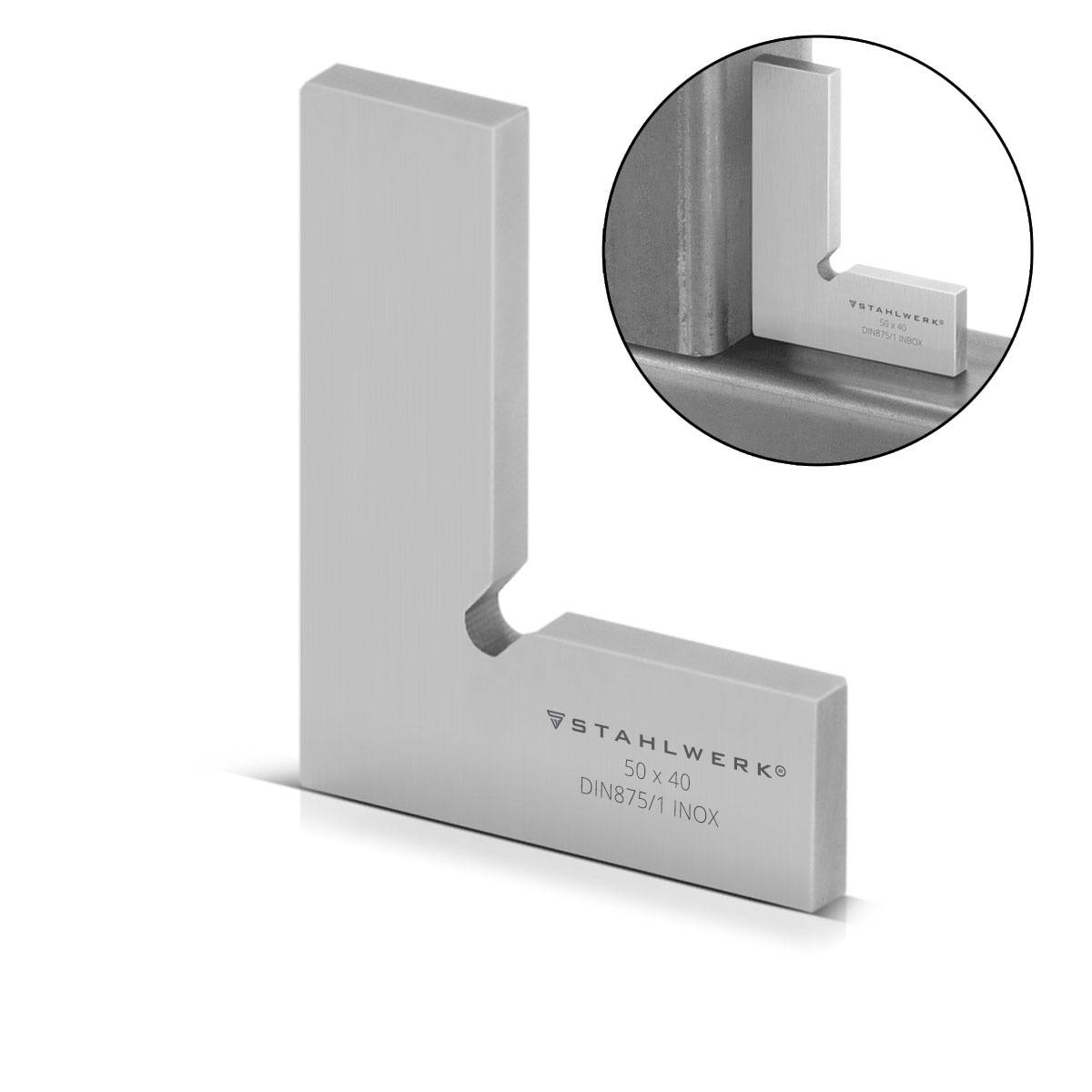 STAHLWERK Flachwinkel 90° 50 x 40 mm DIN 875/1 aus rostfreiem Edelstahl