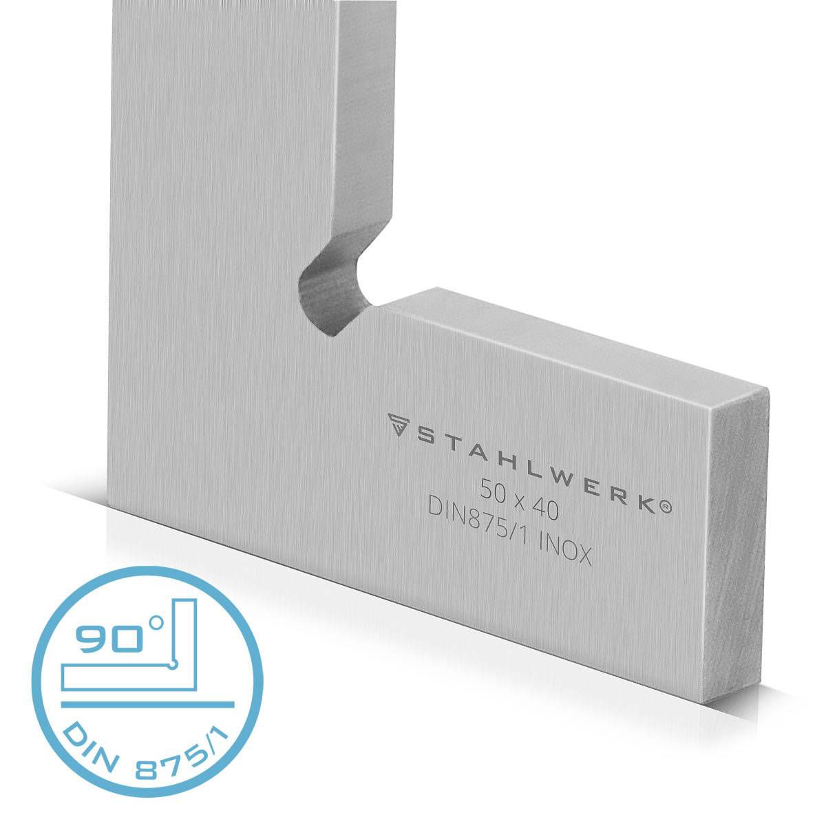 STAHLWERK Flachwinkel 90° 50 x 40 mm DIN 875/1 aus rostfreiem Edelstahl