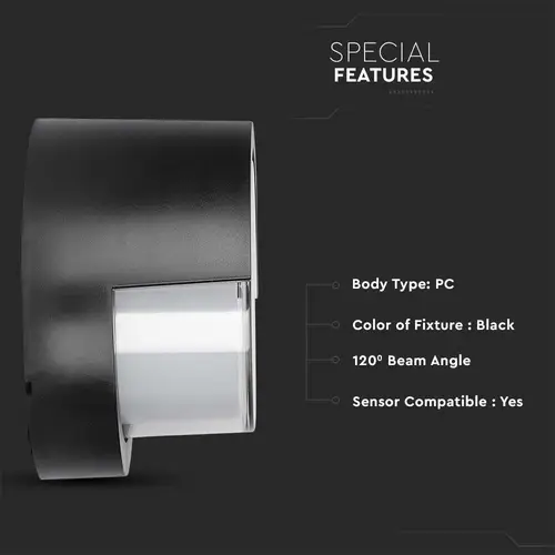 V-TAC LED-Wandleuchte VT-827, EEK: F, 12 W, 1155 lm, 4000 K, schwarz V-TAC LED-Wandleuchte VT-827, EEK: F, 12 W, 1155 lm, 4000 K, schwarz