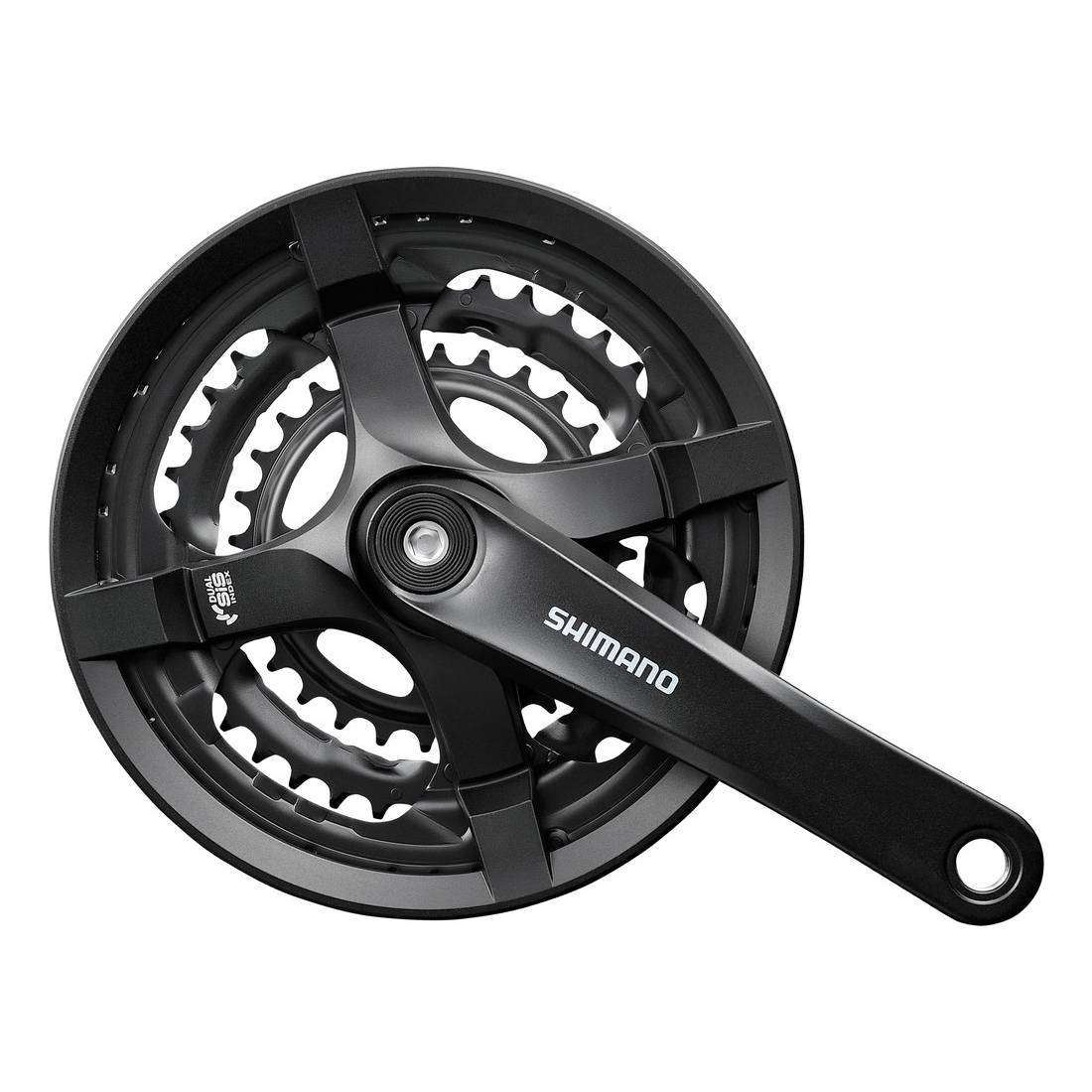 SHIMANO FC-TY 501 Tourney Kurbelgarnitur 48/38/28 175 mm 4-kant 6/7/8-fach mit KSS, schwarz (1 Set)
