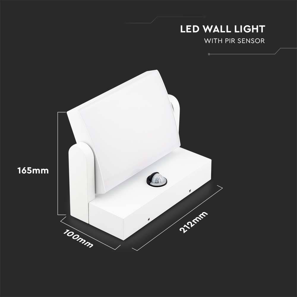 V-TAC LED-Fluter VT-11020S, EEK: E, 17 W, 2580 lm, 4000 K, Sensor, weiß, 212x165x100 mm