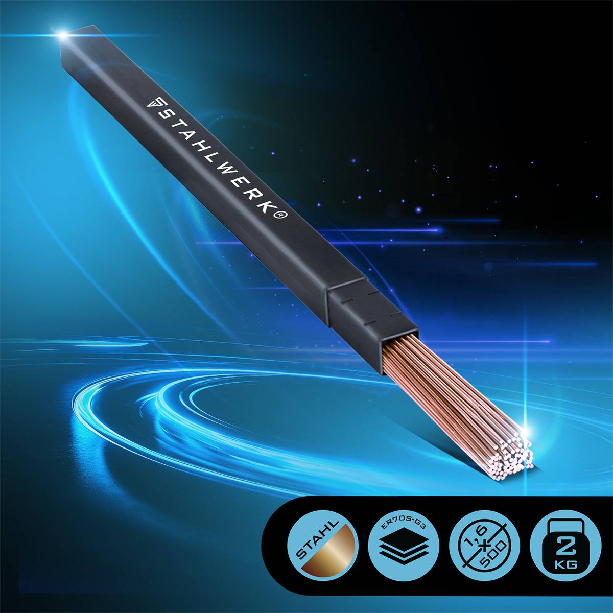 STAHLWERK Schweißstäbe WIG ER70S G3 Stahl 1,6 x 500mm 2 kg