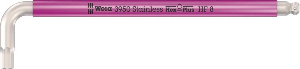 13950 Edelstahl Sechskant' auf einem rosa-violetten Hintergrund mit einem sechseckigen Symbol.