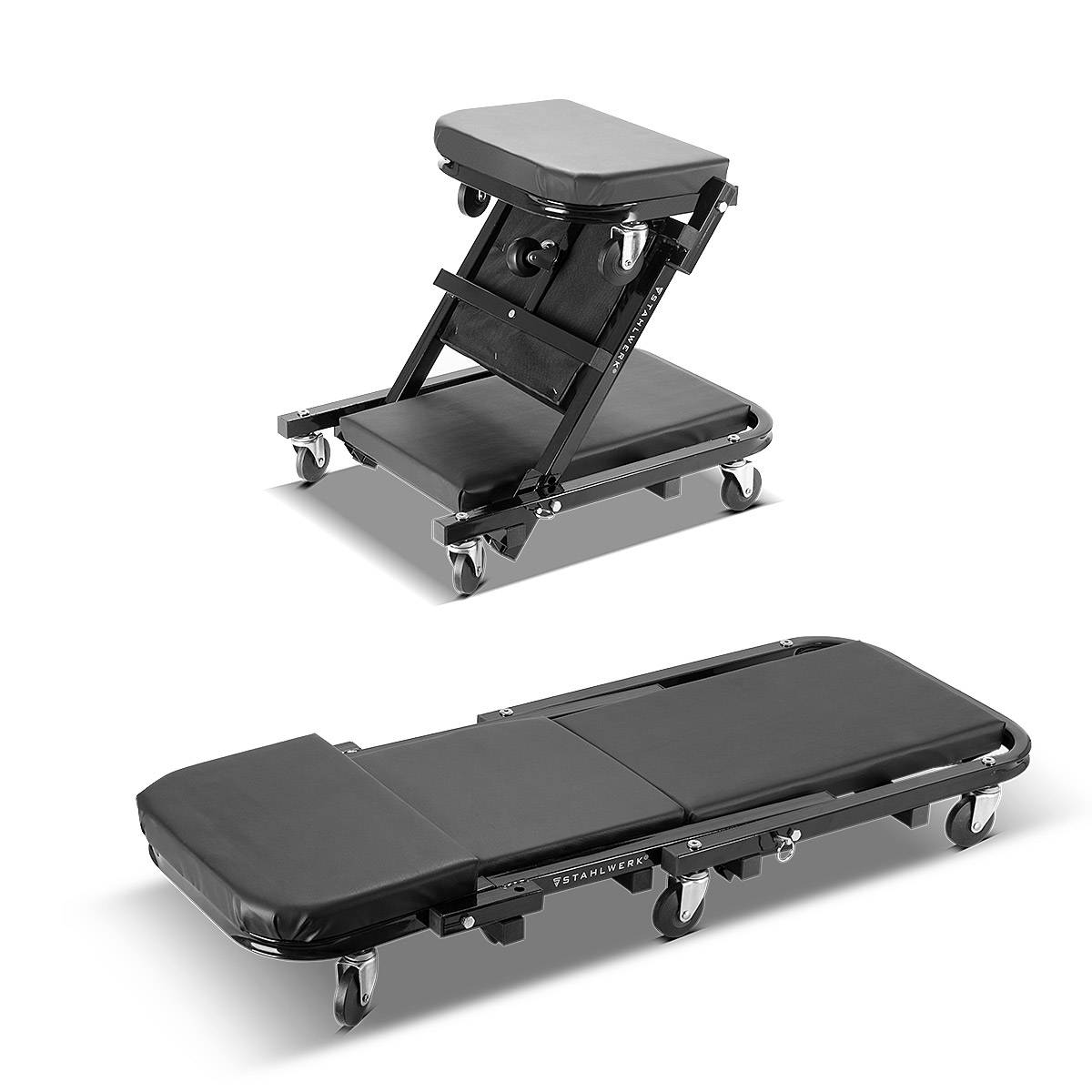 STAHLWERK Werkstatthocker FRC-40 ST 2 in 1 mit 150 kg Tragfähigkeit