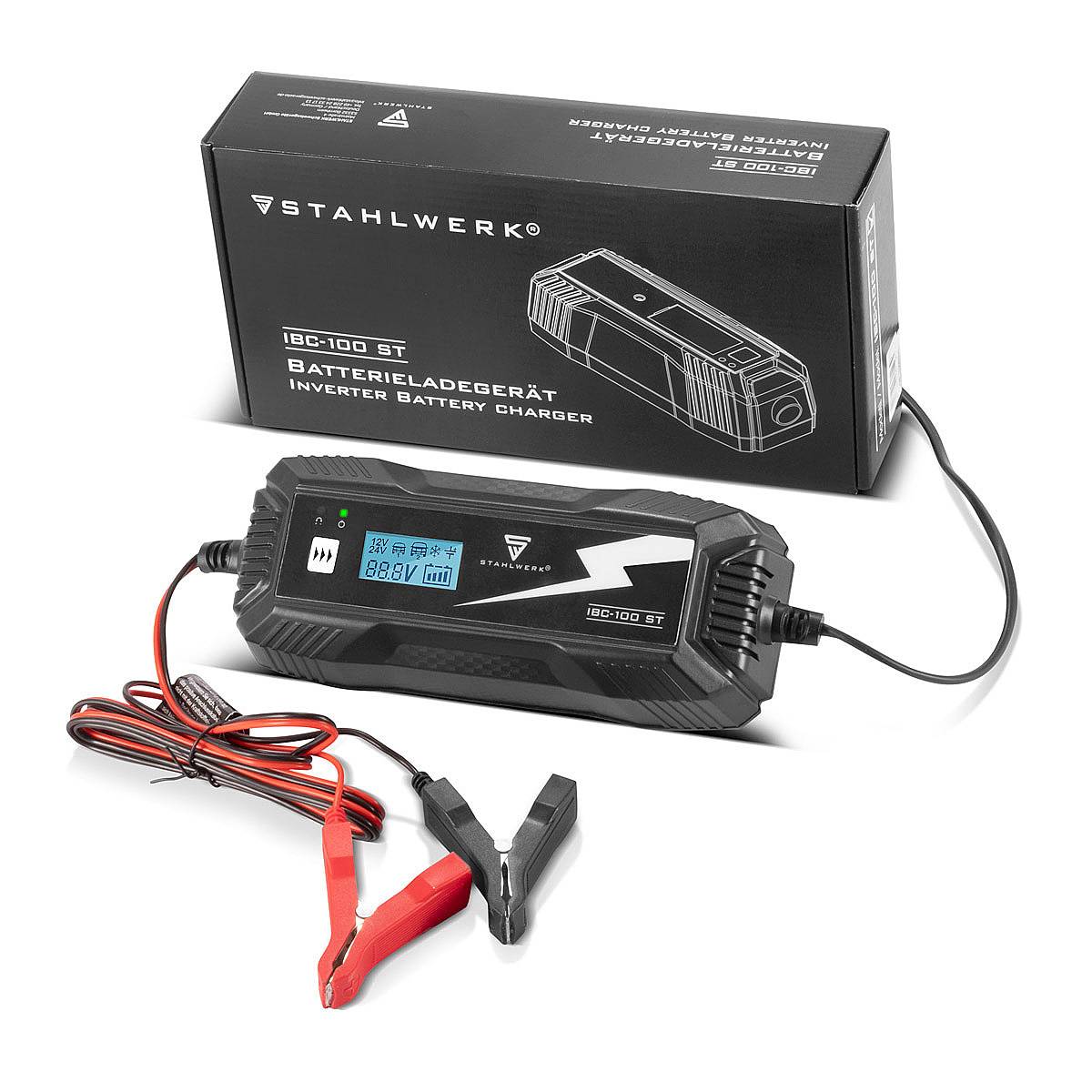 STAHLWERK Batterieladegerät IBC-100 ST mit Mikroprozessor und 10 Lademodi