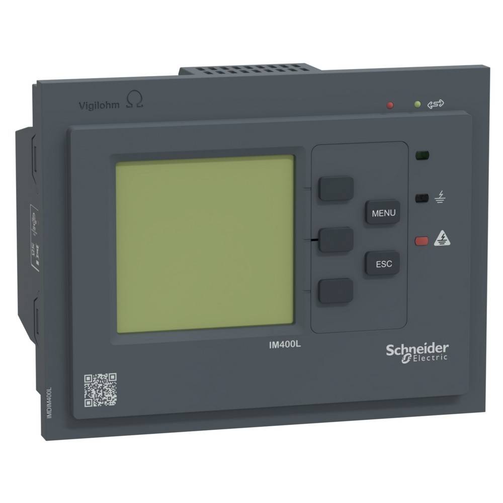 Schneider Electric Vigilon IM400L Brandmeldeanlage mit leerem Display, MENU- und ESC-Tasten sowie Status-LEDs.