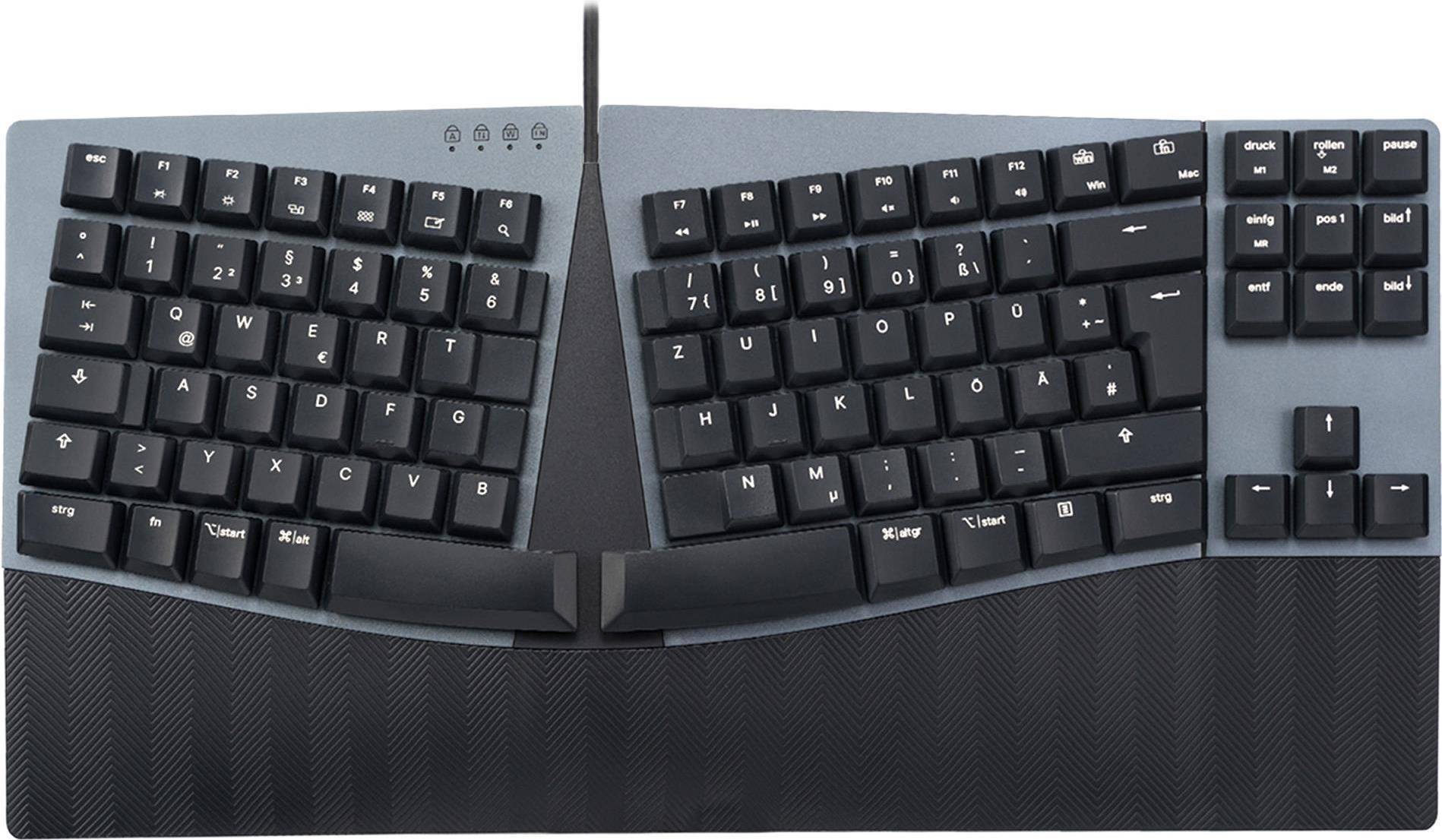 Perixx PERIBOARD-335 DE BR, Kabelgebundene ergonomische mechanische kompakte Tastatur