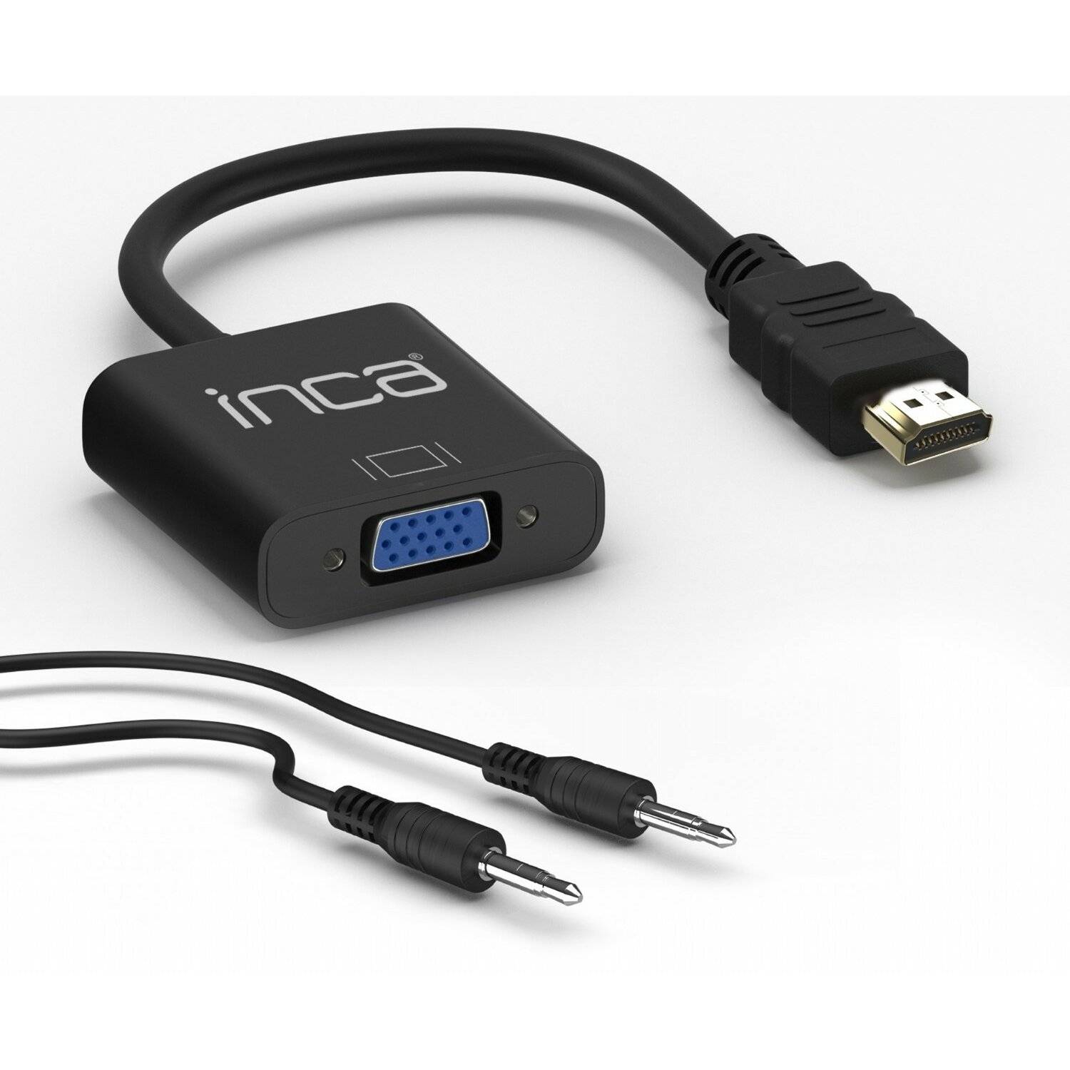Inca HDMI-auf-VGA-Adapter mit inkludiertem Audiokabel Schwarz