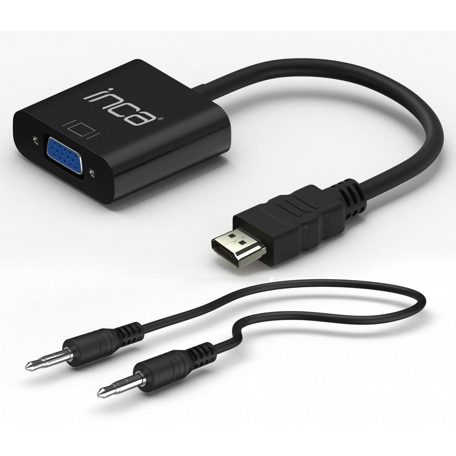 Inca HDMI-auf-VGA-Adapter mit inkludiertem Audiokabel Schwarz