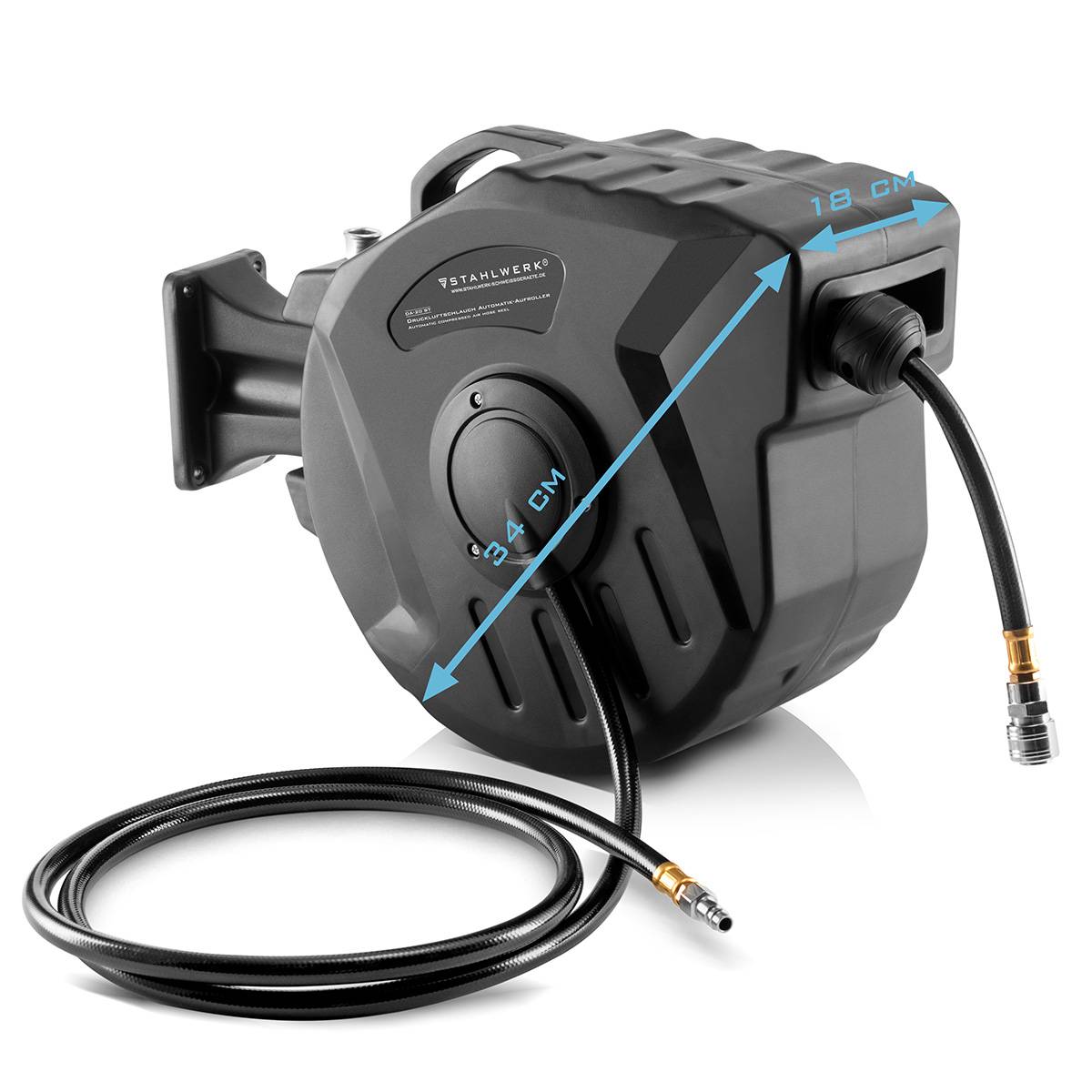 STAHLWERK Druckluft Schlauchtrommel Aufroll-Automatik 20m 18 Bar
