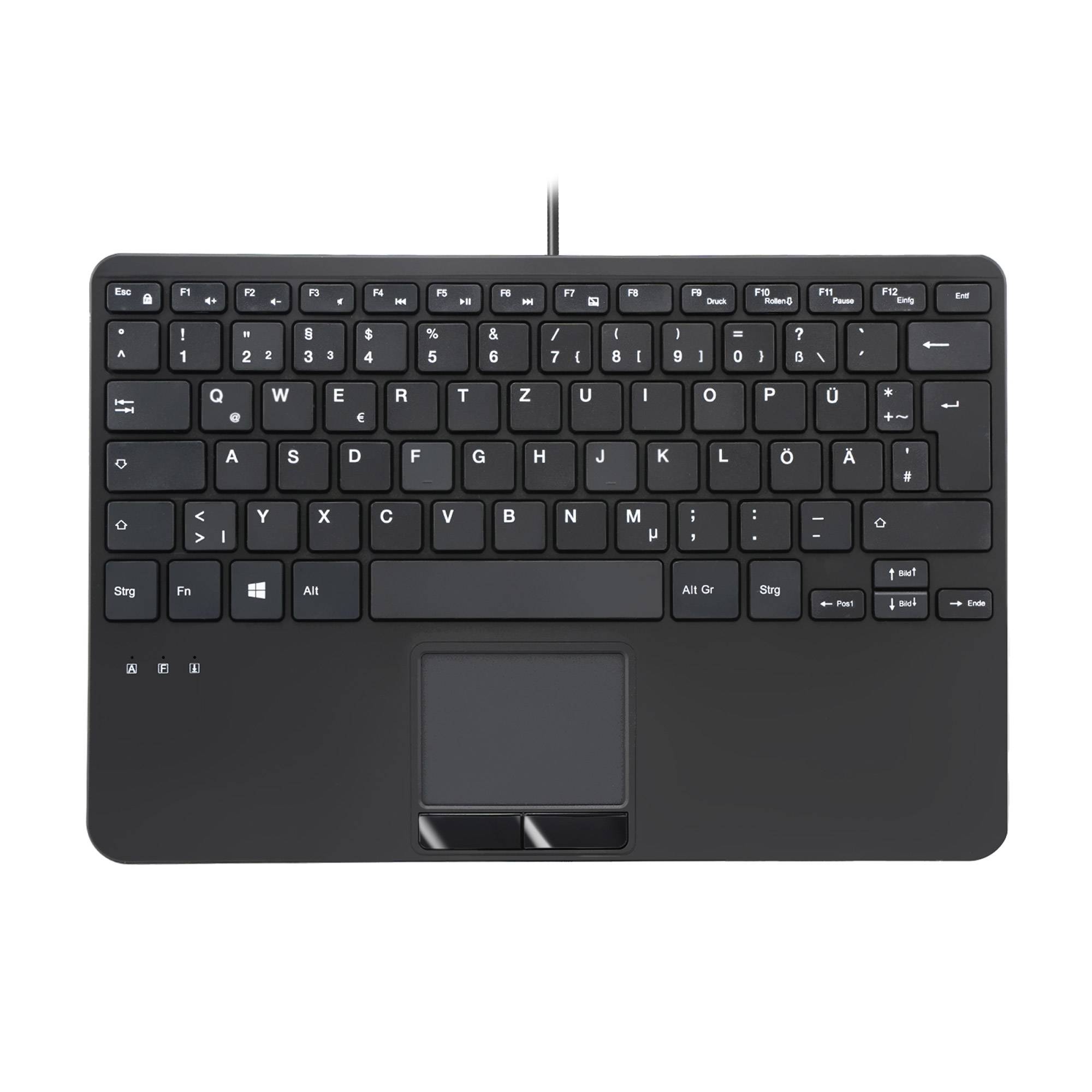 PERIXX - PERIBOARD-525 DE B Kabelgebundene Mini-USB-Tastatur mit Touchpad Scherentasten 2 - Touchpad - QWERTZ