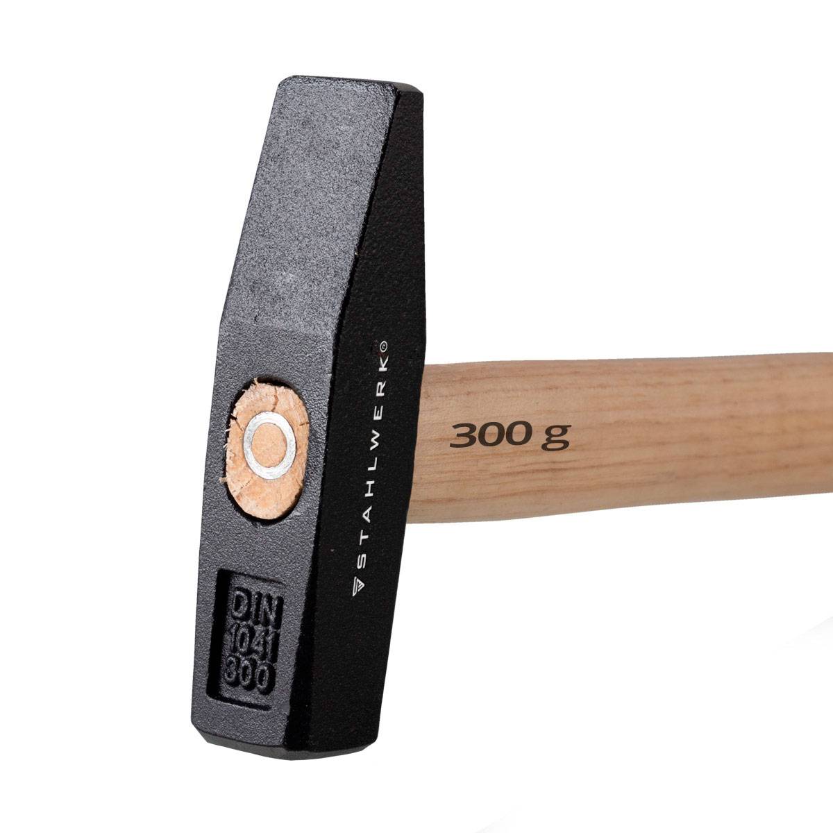 STAHLWERK 3 x Hammer Schlosserhammer 300g robuster Stahlkopf, Griff aus Hickory