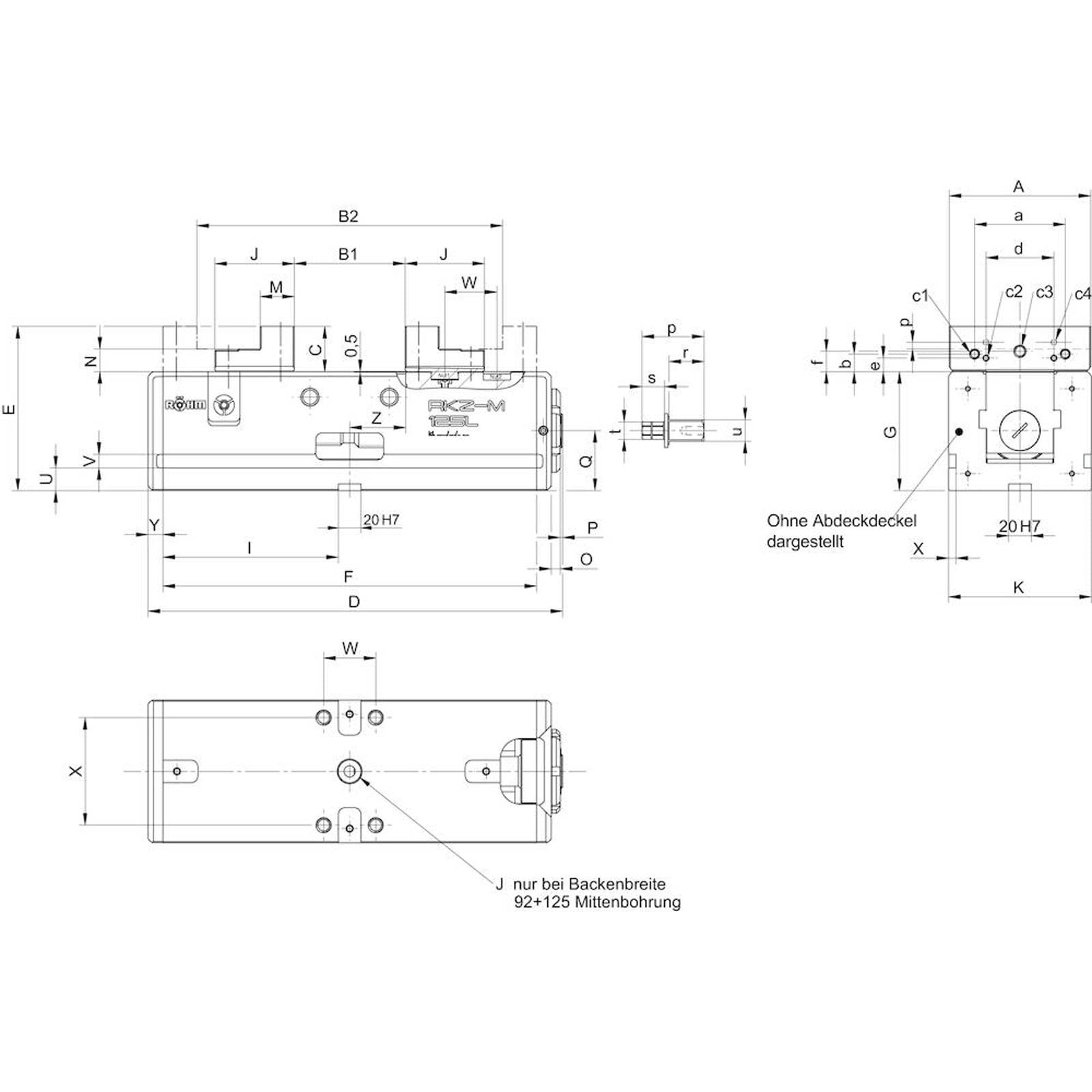 Technische Zeichnung eines mechanischen Bauteils mit beschrifteten Abmessungen und Anmerkungen. Abmessungen bereitgestellt für präzise Montage oder Herstellung.