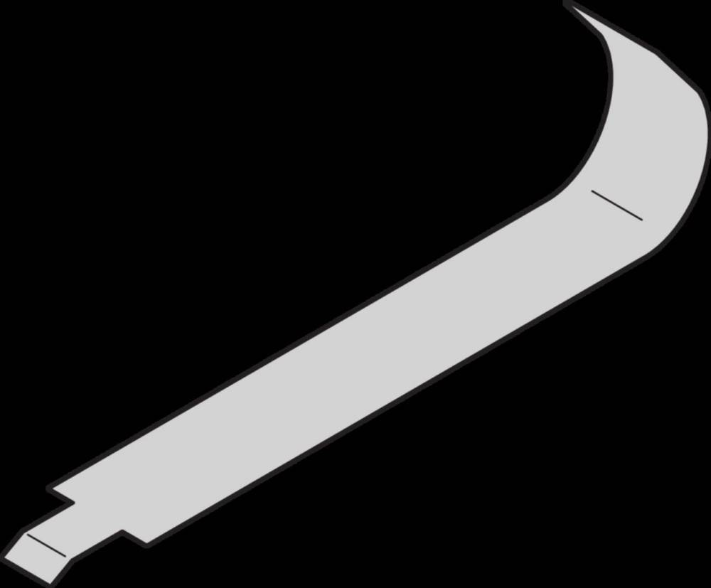 Ein graues L-förmiges Objekt mit abgeschrägter Kante auf schwarzem Hintergrund.