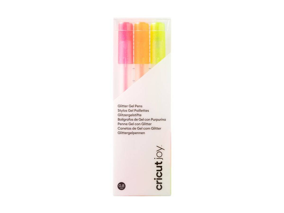 Cricut Joy - Tintenroller - Glitter Neon Yellow, Glitter Neon Pink, Glitter Neon Orange - Dunkel - Geltinte - 0.8 mm (Pa