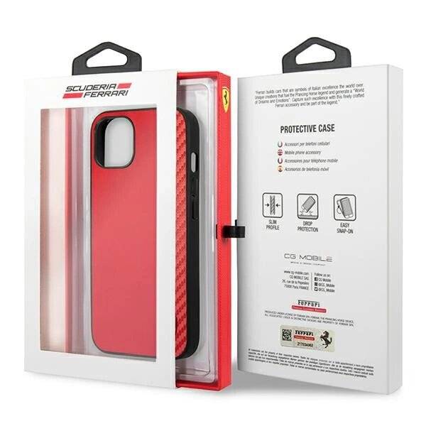Ferrari FESAXHCP13SRE iPhone 13 mini 5.4″ rot/rot Hardcase On Track Carbon Stripe