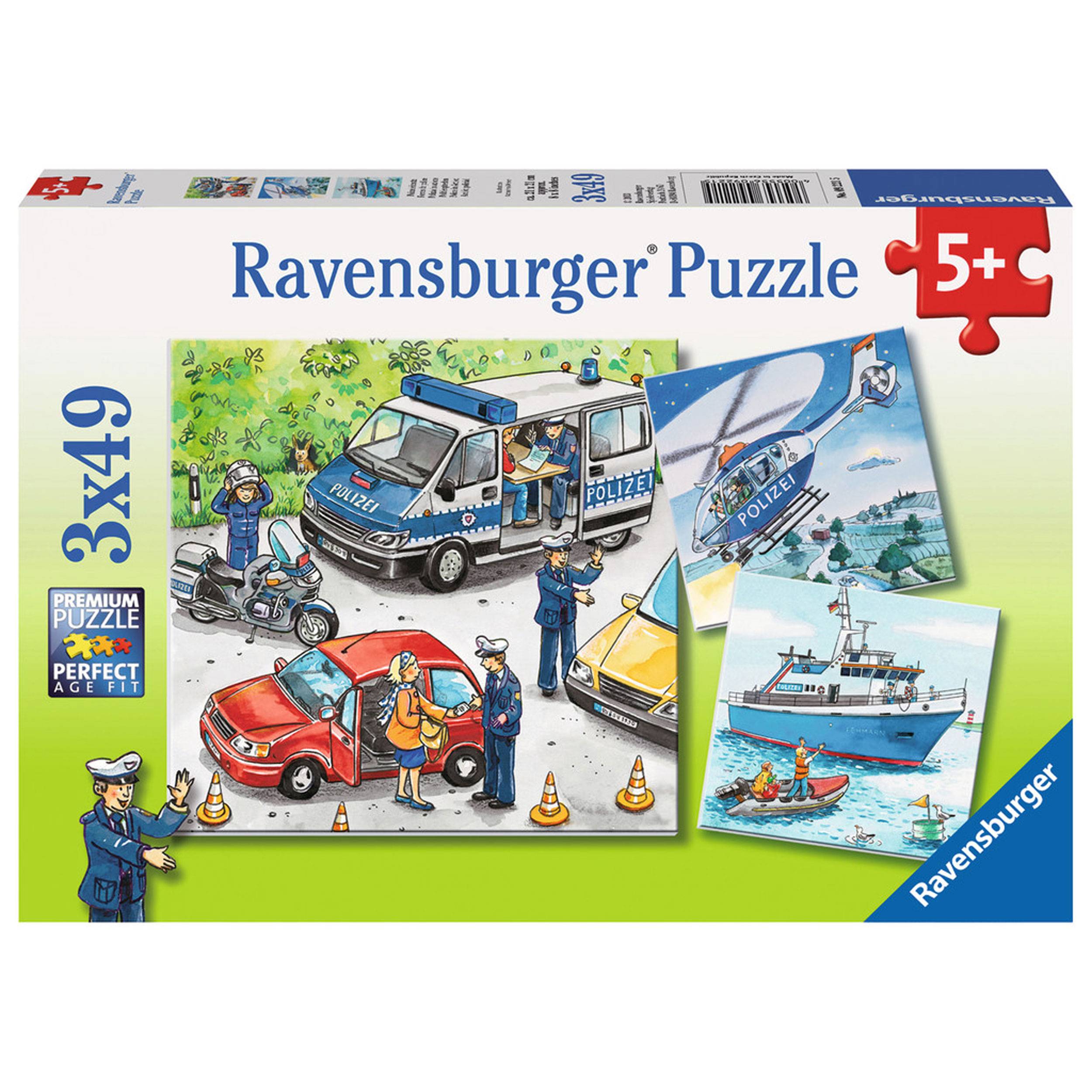 Ravensburger Puzzle Polizeieinsatz, inklusive Mini-Poster, 3 x 49 Teile, 09221 5