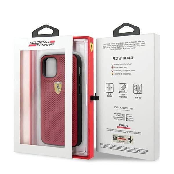 Ferrari FESPEHCP12SRE iPhone 12 mini 5.4″ rot/rot Hardcase On Track Perforated